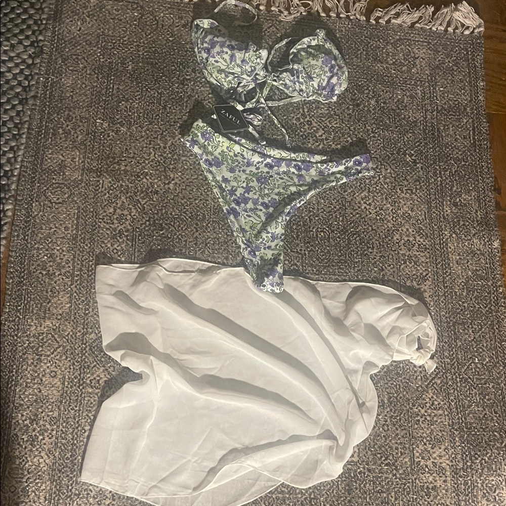 Zaful Floral Bikini Set - Lavender and Sage